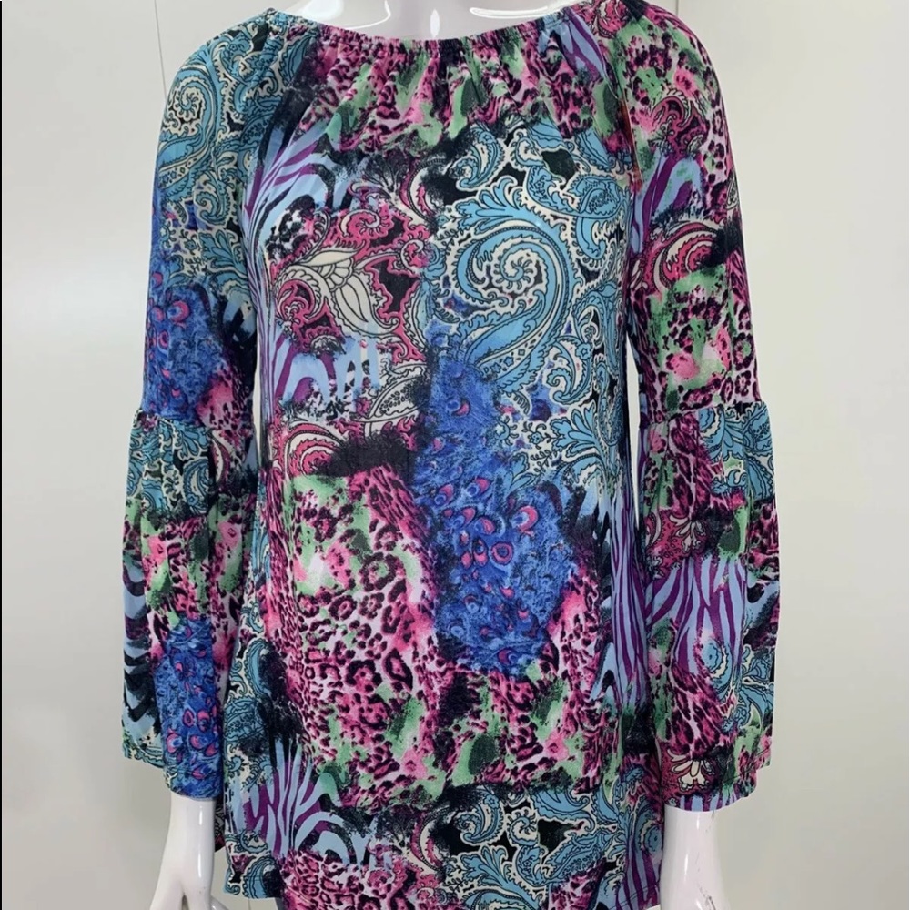 West Loop Stretch Top Floral Tunic Peacock Paisley